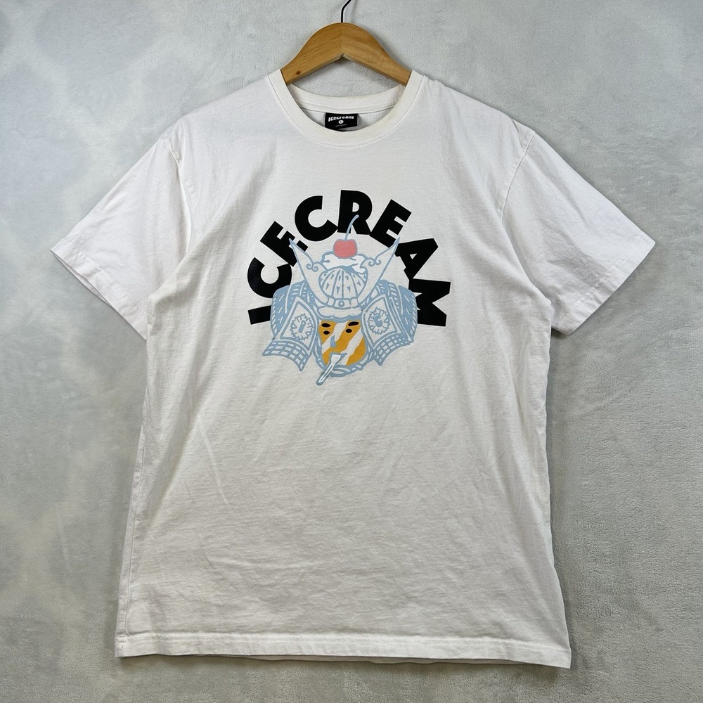 BBC Ice Cream Clothing Brand Samurai T-Shirt Men's Large White Short Sleeve
